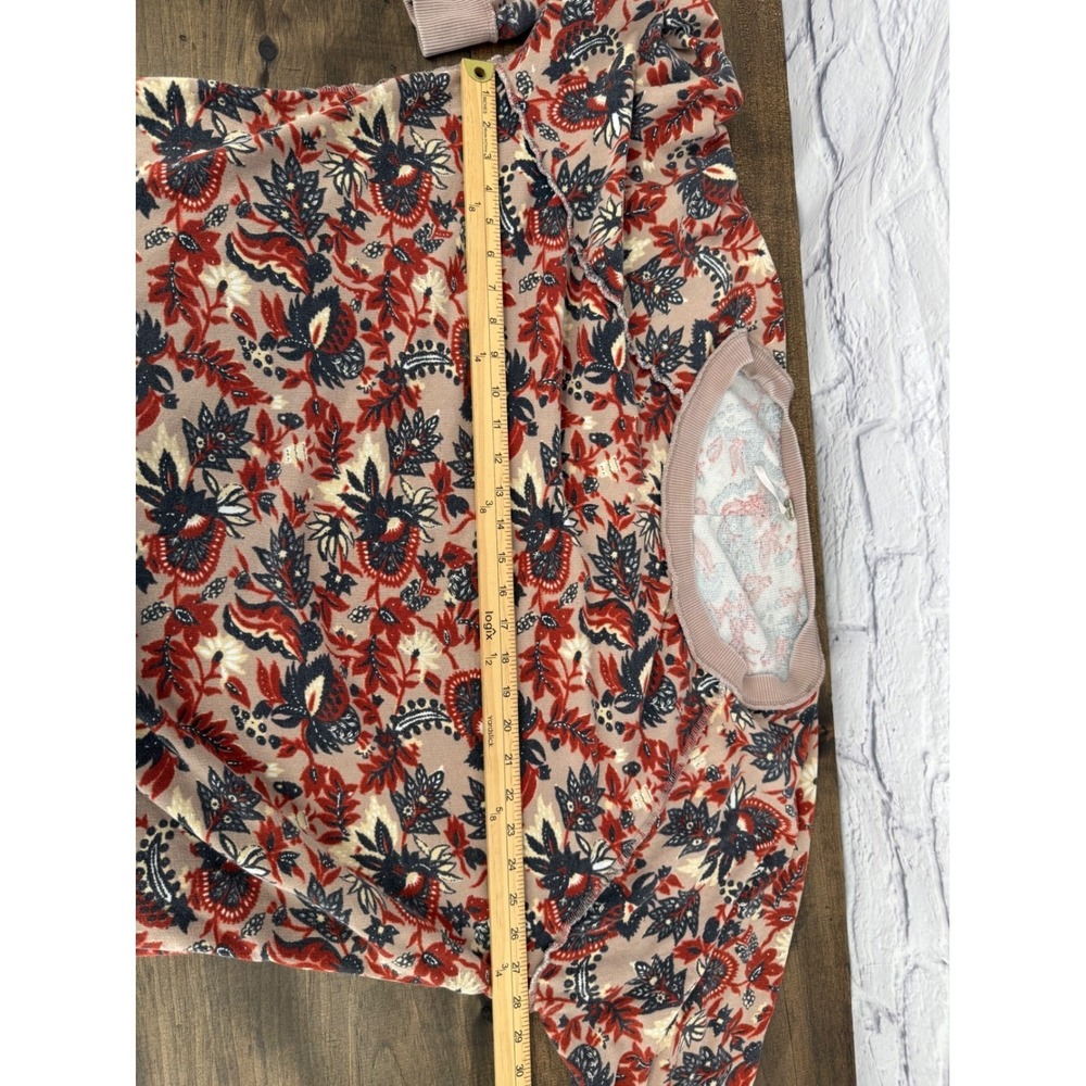 Free People Go On Get Floral Pullover French Terry Sweatshirt Mauve Red Boho S - Picture 7 of 8